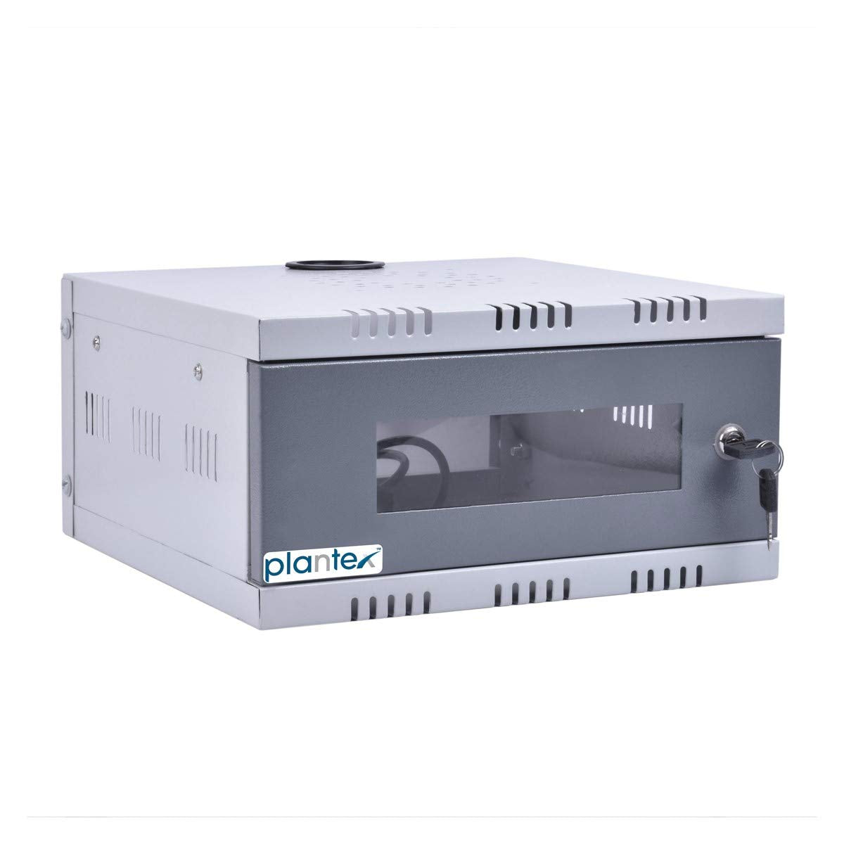 Plantex CCTV/DVR/NVR Cabinet Box/DVR Rack Wall Mount with Lock/Network Rack/Server Rack with Power Socket - 1U