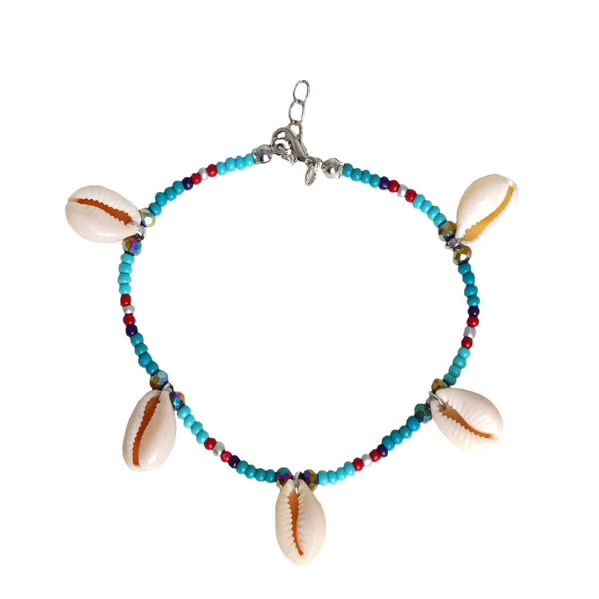 Joker & Witch Shell Blue Beaded Anklet for Women