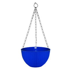 Kuber Industries Plastic Hanging Flower Pot for Balcony & Railing Set of 4 (Blue) 18X18X 59