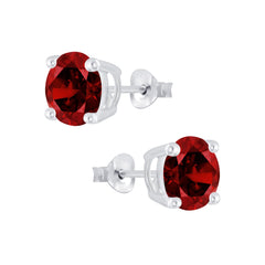 Raajsi by Yellow Chimes 925 Sterling Silver Red Crystal Stud Earrings for Women & Girls | Birthday Gift for girls Anniversary Gift for Wife | With Certificate of Authenticity & 6 Months Warranty