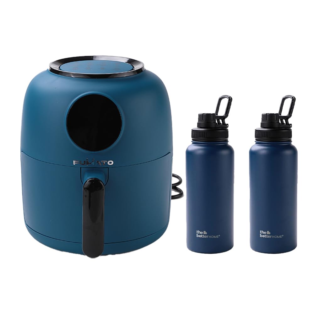The Better Home FUMATO Aerochef Airfryer Blue & Insulated Bottle 1 litre Blue (Pack of 2)