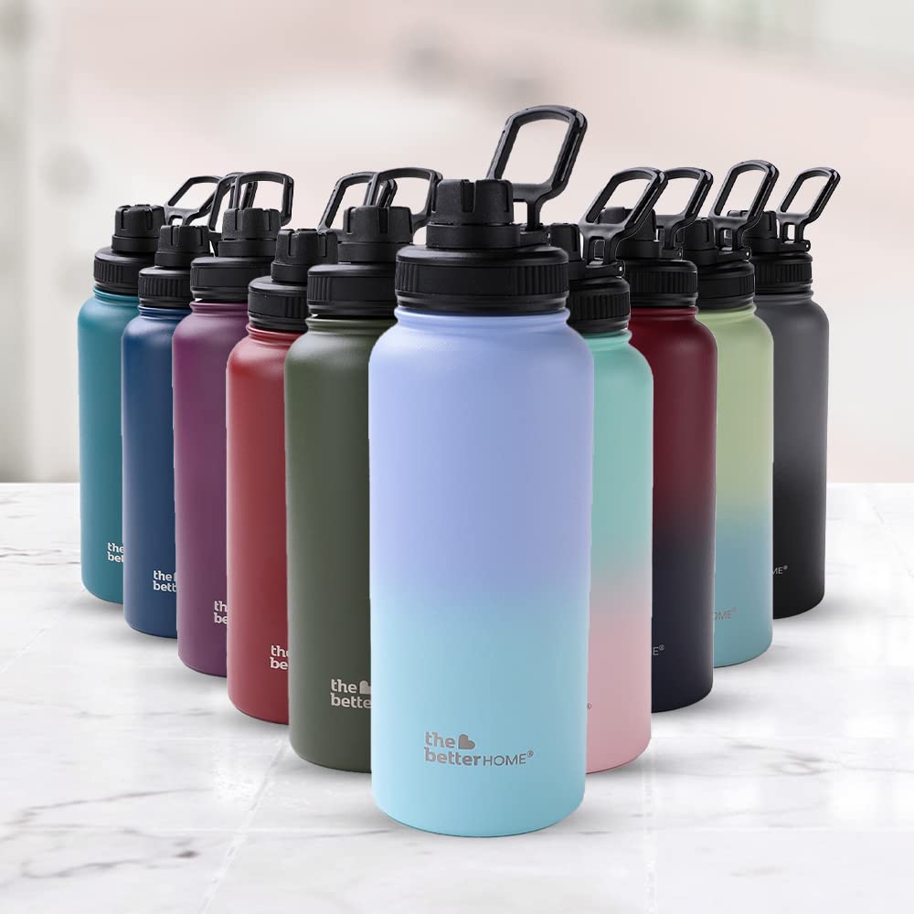 The Better Home Insulated Water Bottle 1 Litre | Double Wall Hot and Cold Water for Home, Gym, Office | Easy to Carry & Store | Insulated Stainless Steel Bottle (Pack of 1, Blue - Purple)