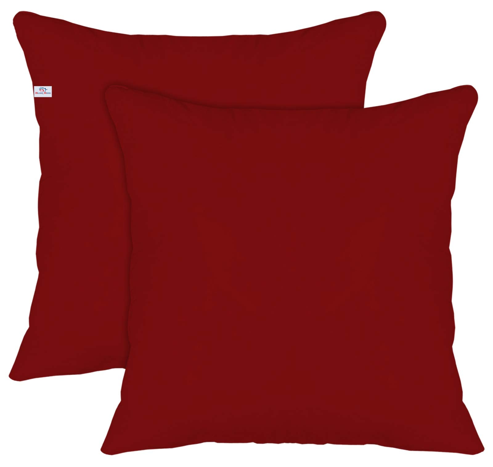 Heart Home Microfiber Filled Floor Cushion, Decorative Throw Pillow, Home Decor Pillow, Sofa/Bed Cushion,16"x16" (Set of 2,Maroon), Standard (F_26_HEARTH016867)