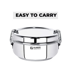 Homestic Stainless Steel Food Pack Lunch Box with Steel Separator Plate and Locking Clip, 1 Pc-400 ml Capacity