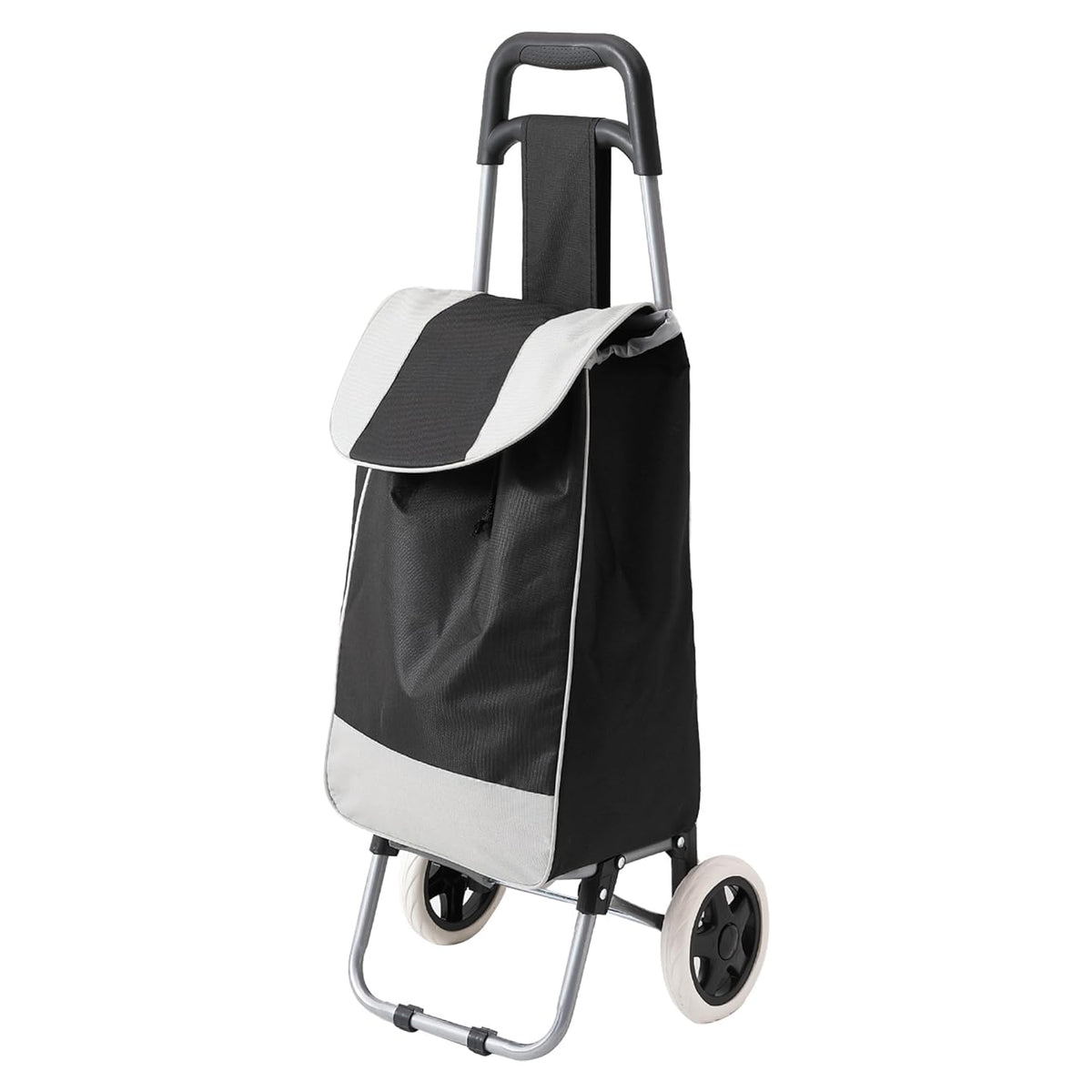 Cheston Shopping Bag for Grocery Foldable Shopping Trolly Bag with Wheels | Large & Lightweight Shopping Trolly Bag with 30 Kg Capacity | Water-Proof Fabric with Multiple Pockets (Black & White)