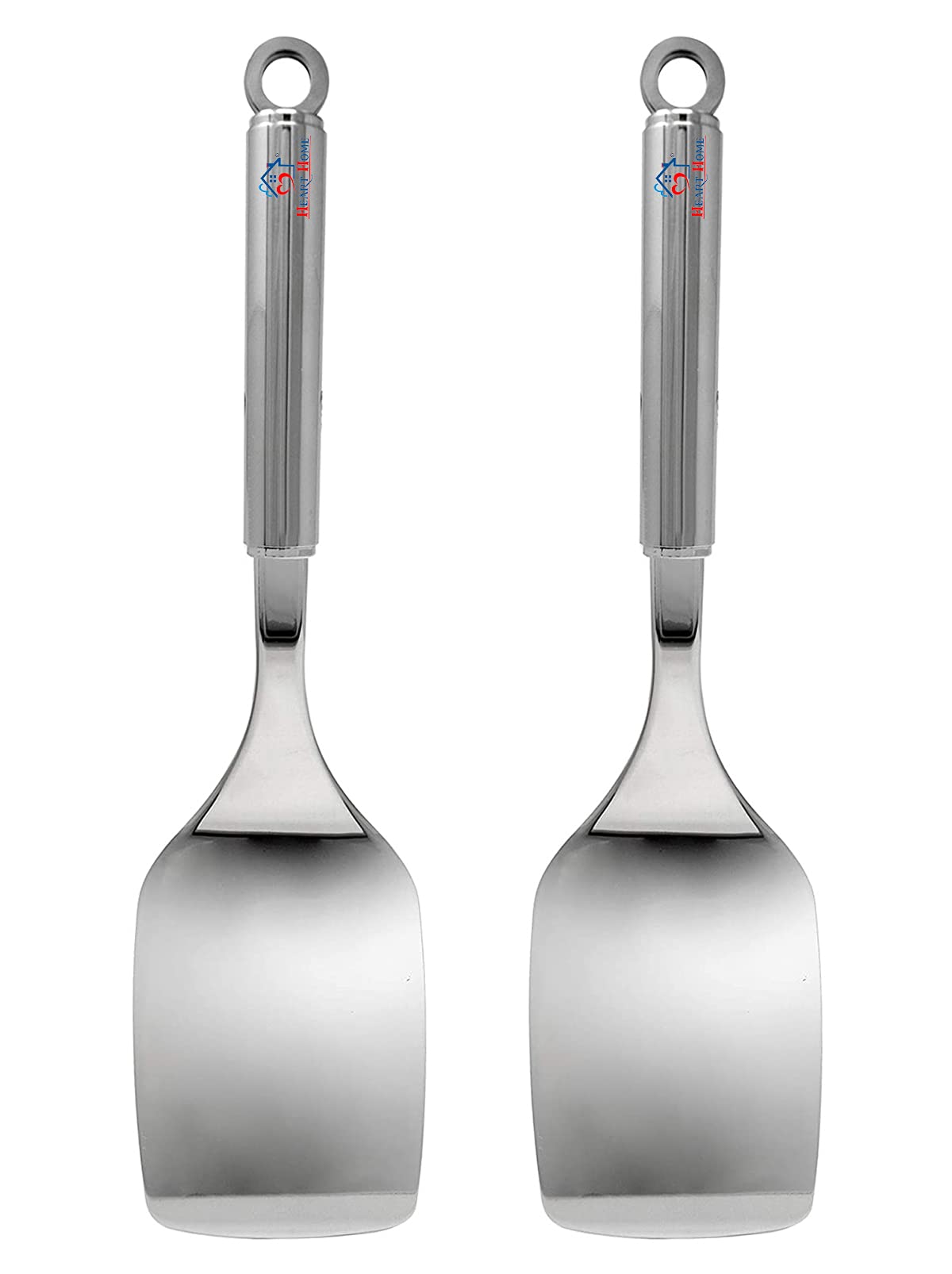 Heart Home Stainless Steel Turners/Spatulas/Cooking Turner/for Dosa, Roti, Omlette, ParatHas, PavBHaji-Pack of 2 (Silver), Standard