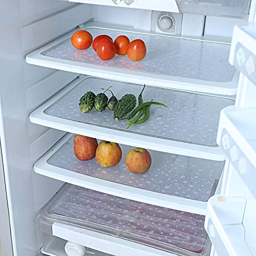 Kuber Industries Polyvinyl Chloride Refrigerator Drawer Mat|Stone Design & Water Proof PVC Material,Pack of 6 (White)