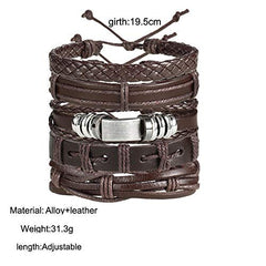 Yellow Chimes Multi PCS Combo Leather Wraps Casual Latest Trend Bracelets for Men and Boys (Style 2-5 PC)