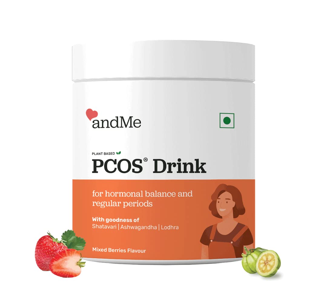 andMe PCOS, PCOD Drink Plant Based for Hormonal Balance, Regular Periods with Ayurvedic Herbs, Vitamins and Inositol (Shatavari, Lodhra, Vitamin B12) (500gms, 80 servings, Pack of 2)