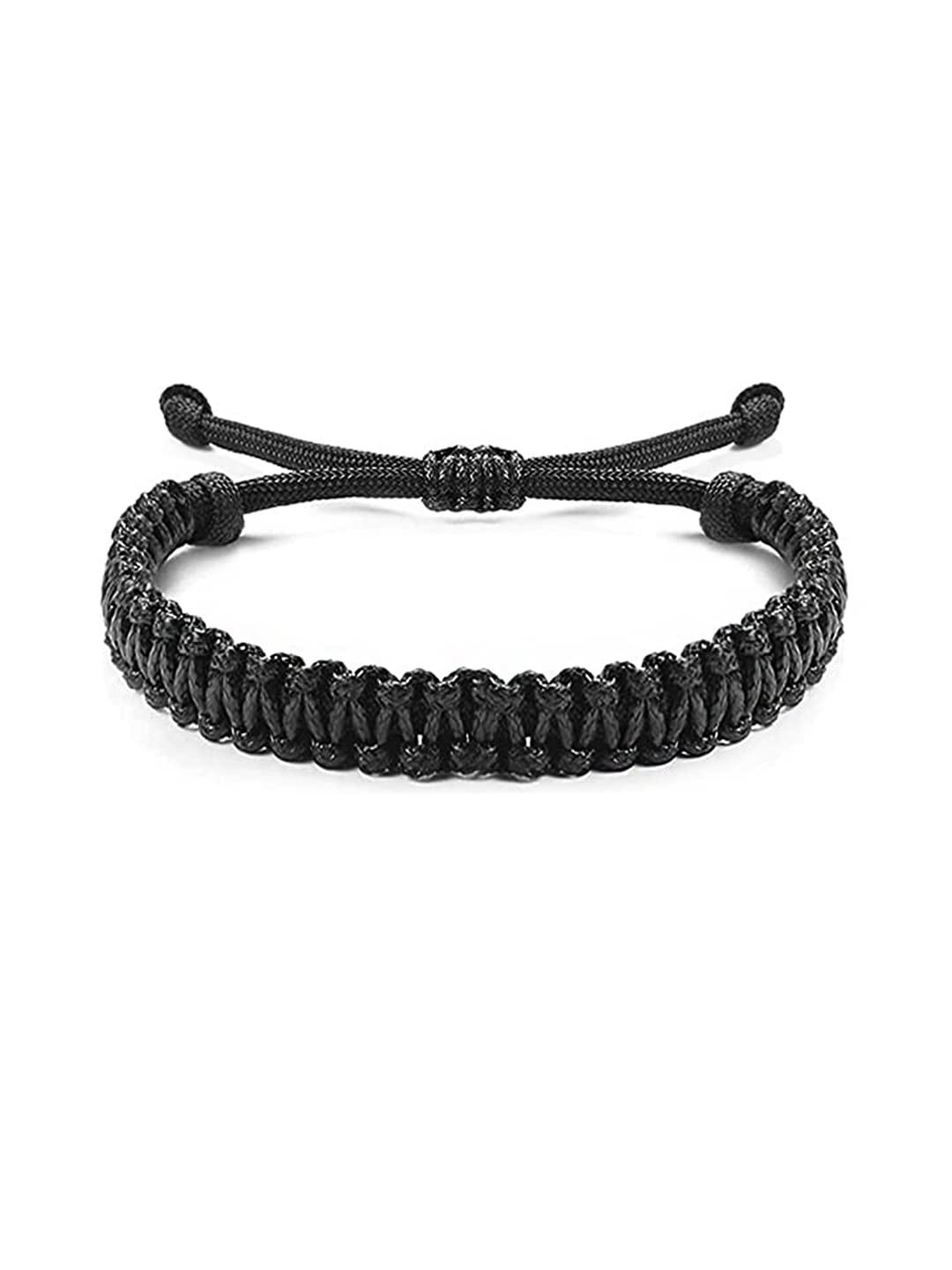 Yellow Chimes Bracelet for Women Black Nylon Cord Adjustable Thread Knotted Design Wrist Band Unisex Bracelet for Men and Women