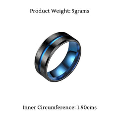 Yellow Chimes Black and Blue Stainless Steel Ring for Men and Boys (YCFJRG-318SS-9-BL)