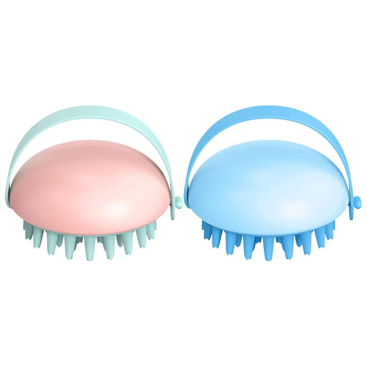 Kuber Industries Hair Massager Shampoo Brush | Soft Silicone Bristles | Shampoo Brush for Hair Washing | Massager Brush For Dandruff | XJPNKU-XJBLEU | Pink & Blue