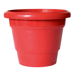 Kuber Industries Solid 2 Layered Plastic Flower Pot|Gamla for Home Decor,Nursery,Balcony,Garden,8"x 6",Pack of 4 (Red)