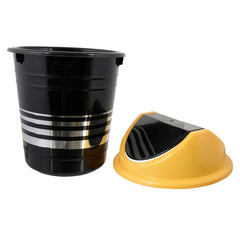 Kuber Industries Plastic Dustbin, Trashbin, Wastebin For Kitchen, Bathroom, Office Use With Swing Lid, 10 Liter (Black & Yellow)-47KM0884