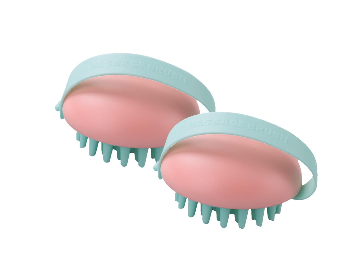 Rey Naturals Hair Scalp Massager Shampoo Brush - Gentle Exfoliation | Anti-Slip Design | Hair Growth | Pack of 2 | Pink Colour