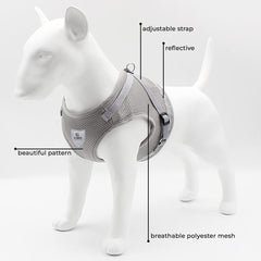 Kuber Industries Dog Chest Harness with Nylon Leash I No Pull, Soft Padded and Breathable Dog Vest I Adjustable, Reflective I Easy Control Dog Chest Belt I (XS, Grey)