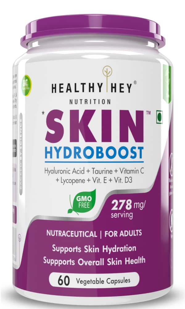 HealthyHey Nutrition Hydrate and Firm Skin with Hyaluronic Acid - Supplement to Support Skin Hydration, 60 Day Supply - 60 Count