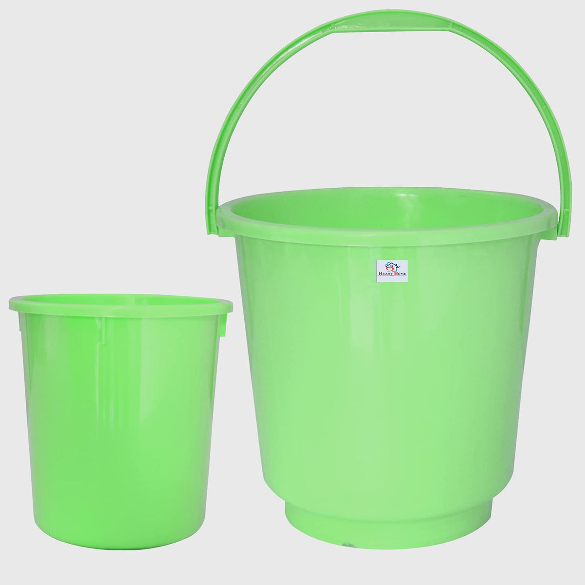 Heart Home 2 Pieces Plastic Bucket & Dustbin Set (Green)