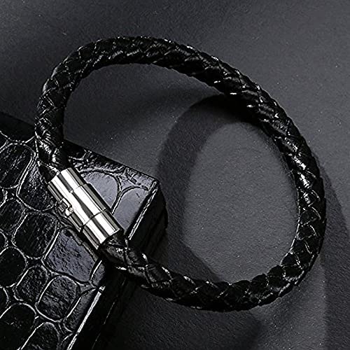 Simon Carter Leather Bracelet Mens Dark Gunmetal Detailing | Hogies