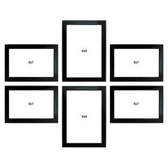 Kuber Industries Collage Photo Frame For Living Room, Wall Set of 6 (Black) Size: 5x7-4 Pc., 8x6-2 Pc.