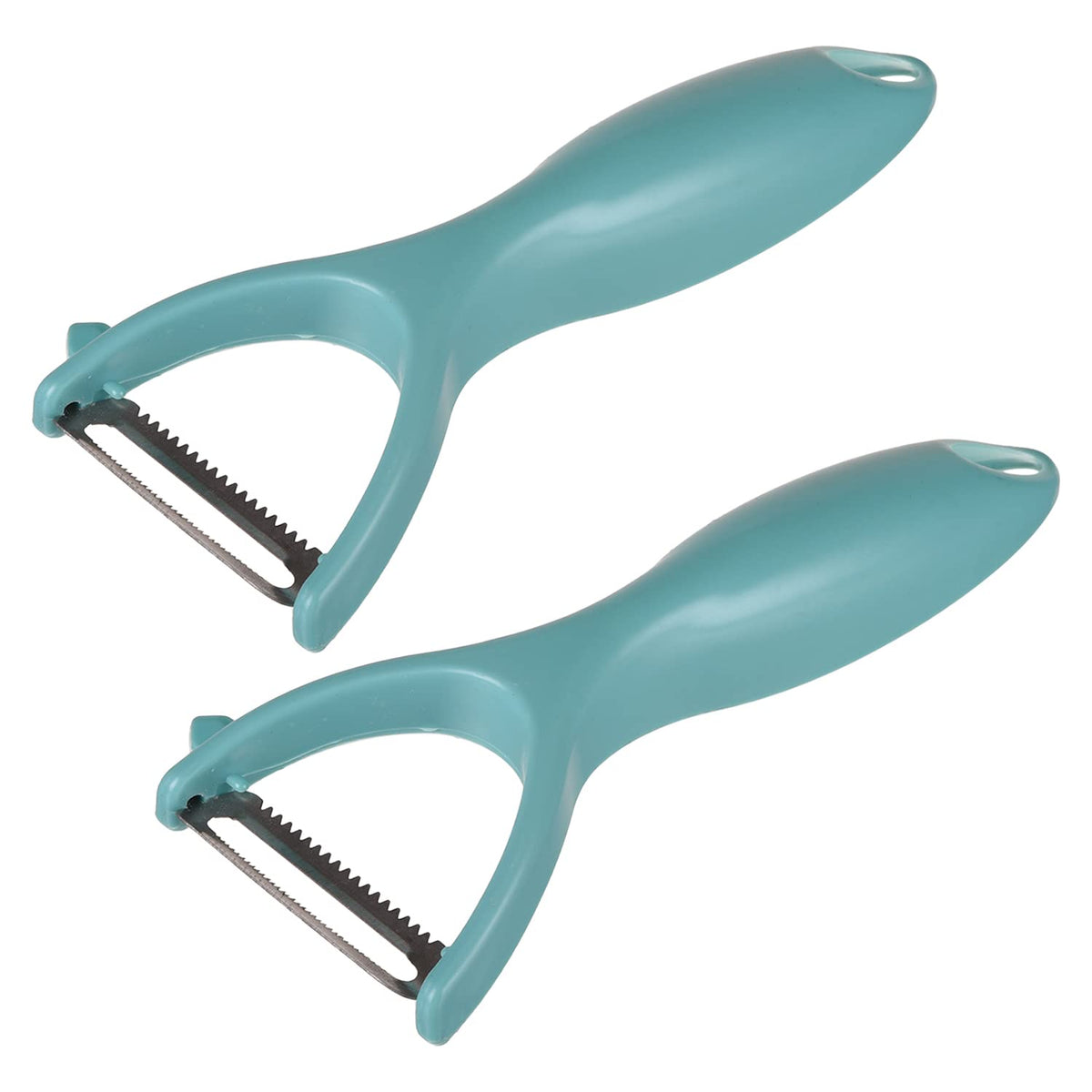 Kuber Industries Peeler|Plastic Vegetable Peeler|Fruit Peeler|Non-Slip Handle|Steel Sharp Straight Blade|Y Shaped Peeler|Kitchen Peeler|Pack of 2 (Turquoise)