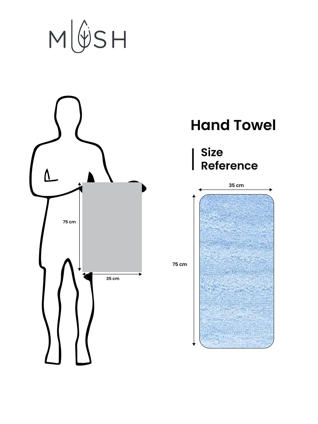 Mush 600 GSM Hand Towel Set of 2 | 100% Bamboo Hand Towel |Ultra Soft, Absorbent & Quick Dry Towel for Gym, Pool, Travel, Spa and Yoga | 29.5 x 14 Inches (Grey & White)