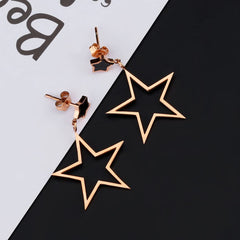Yellow Chimes Drop Earrings for Women Rose Gold Plated Stainless Steel Star Shaped Statement style Drop Earrings for Women and Girls