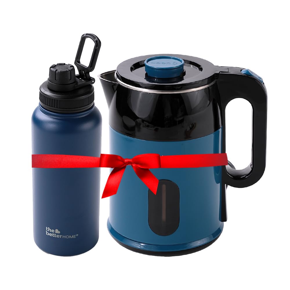 The Better Home Fumato's Kitchen and Appliance Combo| Electric Kettle with Insulated bottle 1 Litre | Stainless Steel | Ultimate Utility Combo for Home| Dark Blue