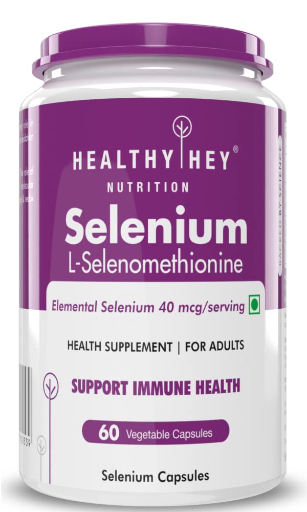 HealthyHey Nutrition Selenium Capsules 40mcg - Superior Absorption - 60 Vegetarian Capsules