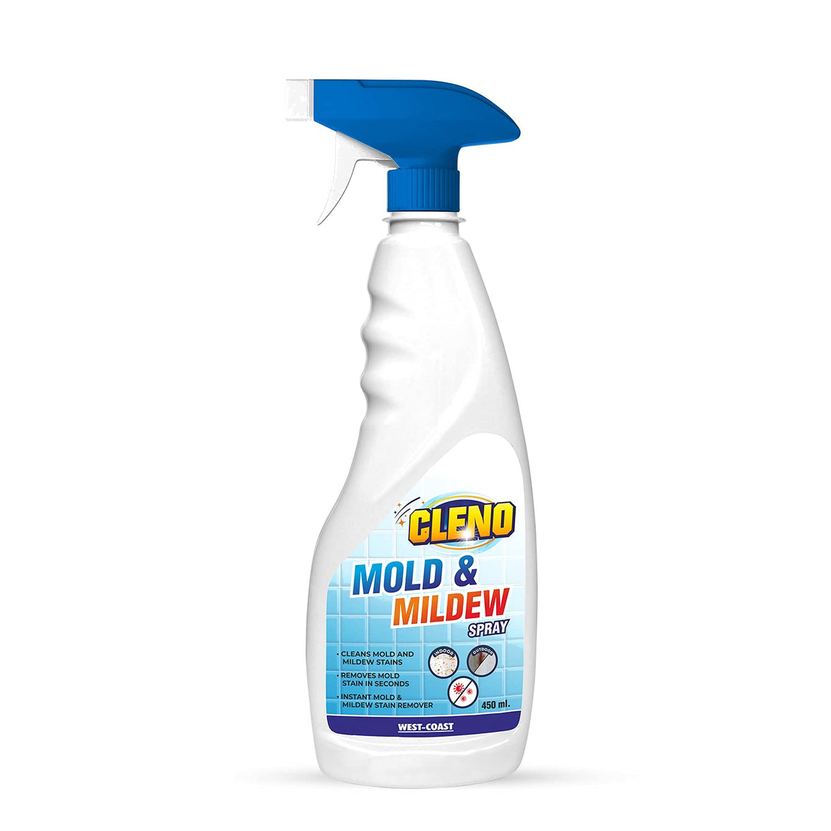 Cleno Mold & Mildew Cleaner Spray Cleans Stains, Bath Tubs, Wash Basin, Hard Surfaces, Walls, Bathroom Tiles, Silicone Sealant, Sinks & Plugholes - 450 ml (Ready to Use)