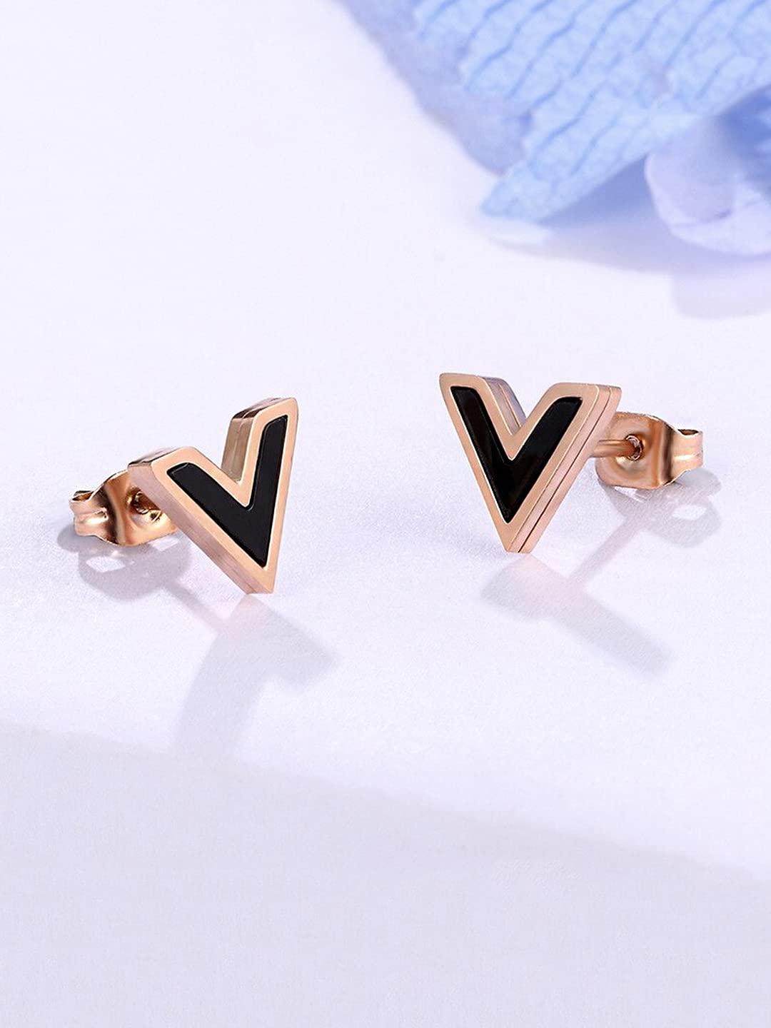 Large V Gold Earring - Two of Most