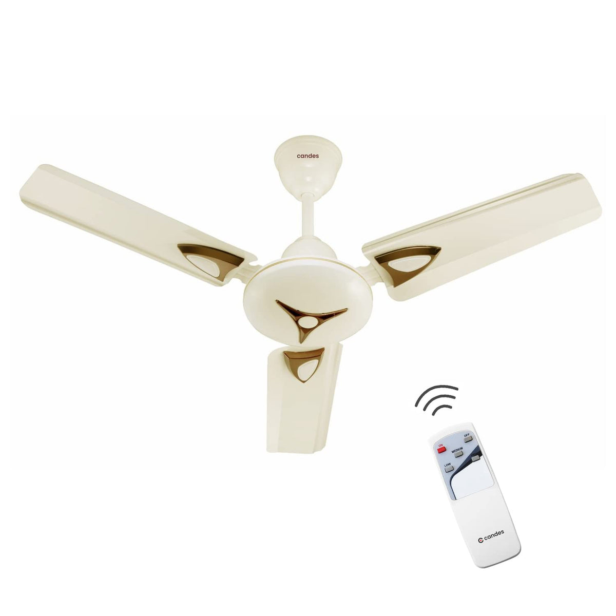 Candes Amaze 900 mm Anti Dust Decorative 3 Blade Ceiling Fan With Remote (Pack of 1) (Ivory)