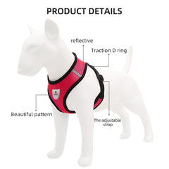 Kuber Industries Small Dog/Cat Chest Harness with Nylon Leash I No Pull, Soft Padded and Breathable Pet Vest I Adjustable, Reflective I Easy Control Pet Chest Belt I (XX-Small,Red)