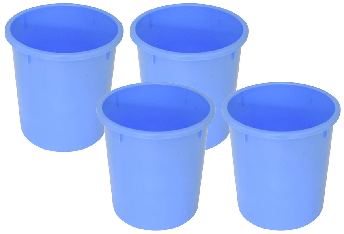 Kuber Industries Plastic Open Plastic Dustbin Without Lid|Garbage Bin For Home, Kitchen, Office, 5Ltr.- Pack of 4 (Blue)-47KM01043