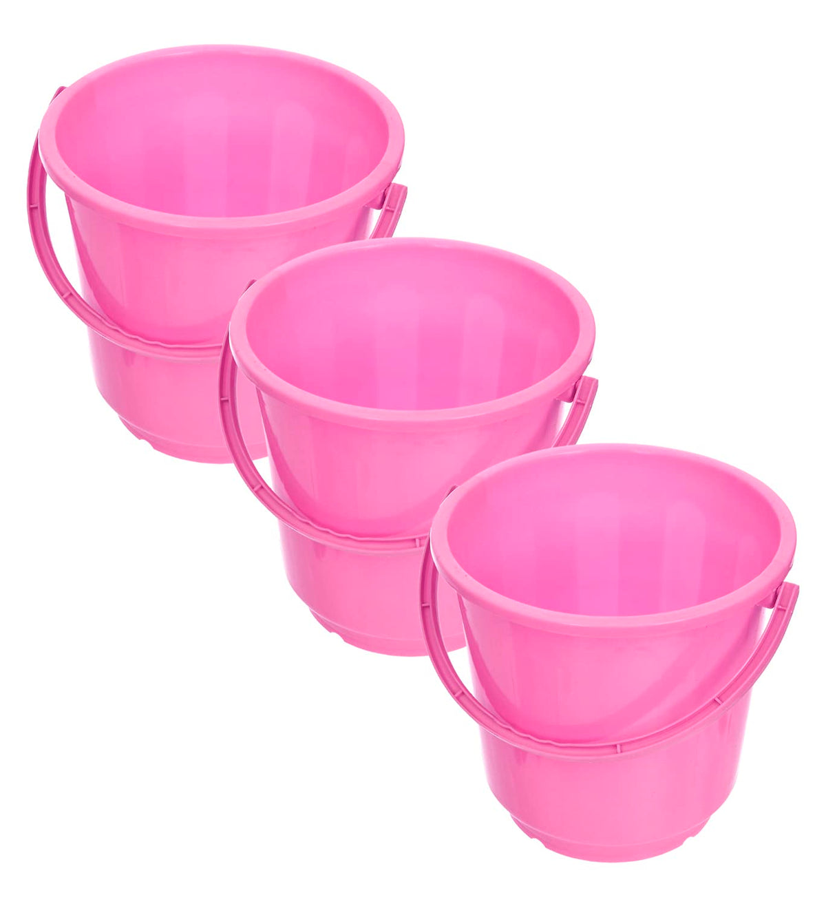 Kuber Industries Bucket|Plastic Bucket for Bathroom|Bucket for Bathing|Unbreakable Bucket with Handle|16 Liter|Pack of 3 (Pink)