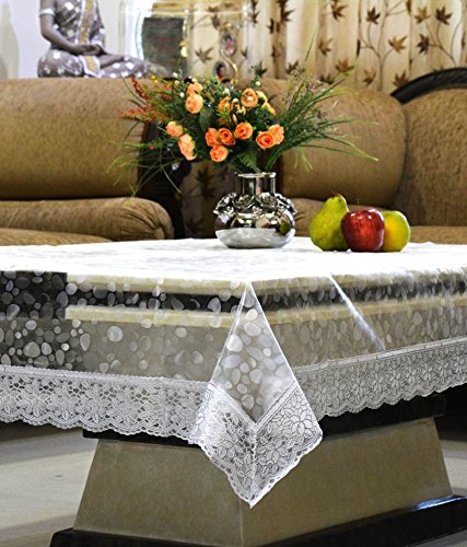 Kuber Industries PVC 6 Seater Transparent Dining Table Cover - Silver,TC51