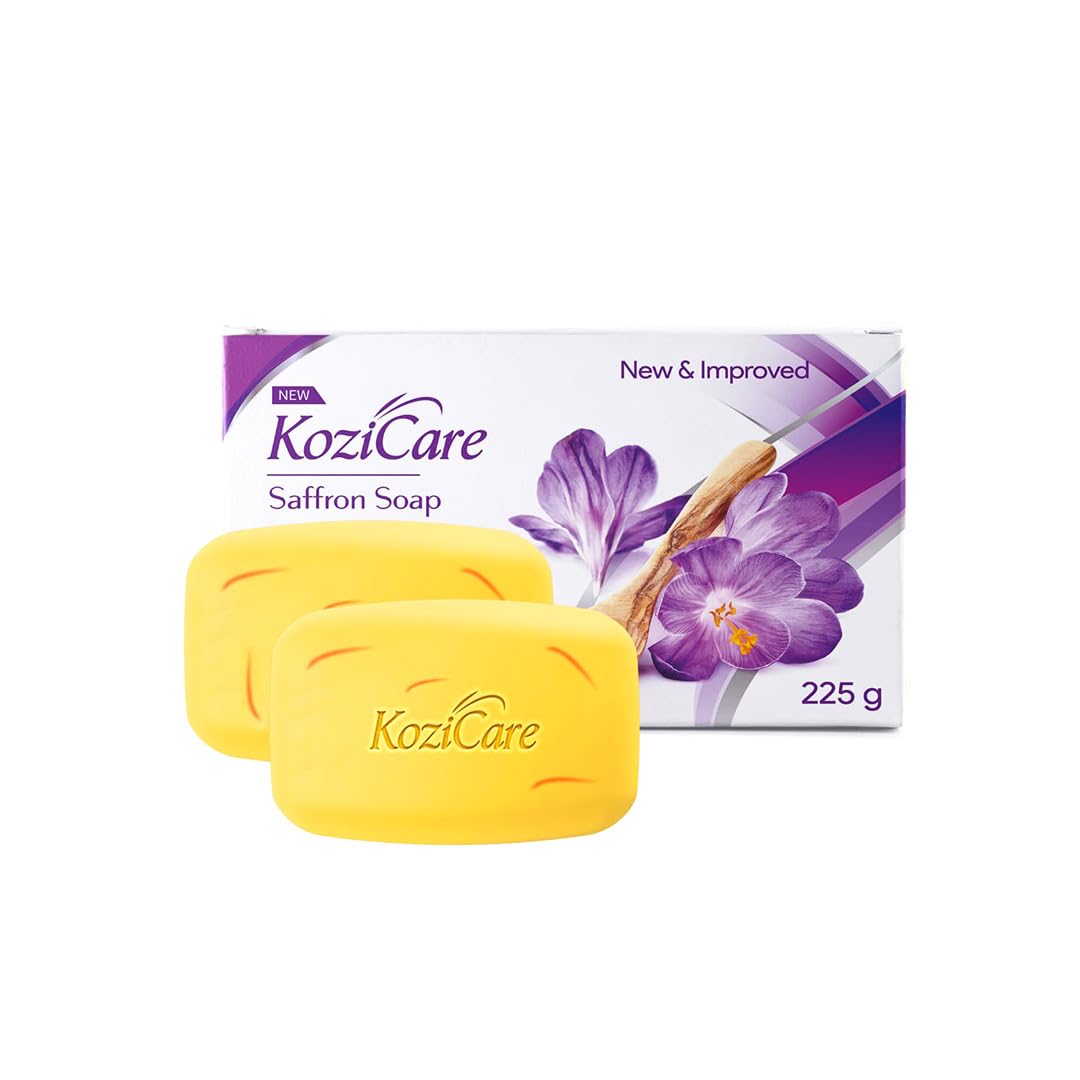 Kozicare Saffron Soap | Skin Brightening & Dark Spot Remover | Real Saffron, Olive Oil, and Kojic Acid Formula | For Face & Body | Smooth, Acne, Scars, Uneven Skin Tone -75gm (Pack of 3)