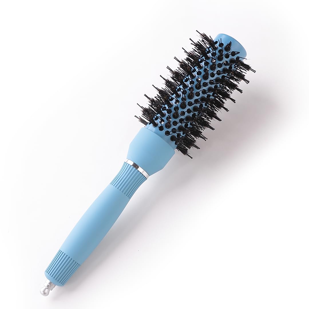 Rey Naturals Thermal Ceramic Hair Brush | Ion-infused Technology | Anti-Static Boar Bristles| Hair Comb | Hair brush for Women and men | Hair Care Products (Ice blue)(Small size)