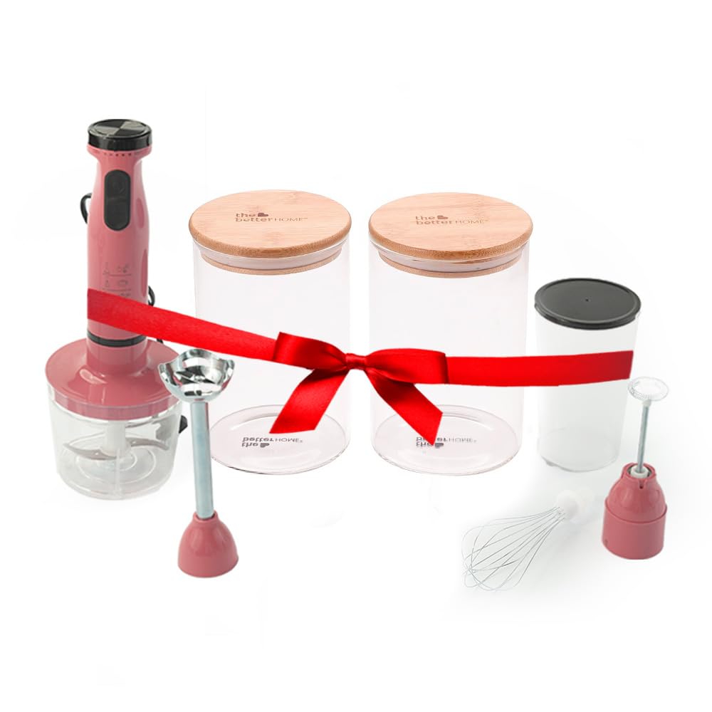 The Better Home Fumato's Kitchen and Appliance Combo| Hand blender with Borosilicate Glass Jar 1000ml,Pack of 2|Food Grade Material| Ultimate Utility Combo for Home| Pink