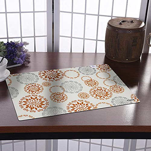 Heart Home Rangoli Design 6 Pieces PVC PVC 6 Piece Dining Table Placemat Set,White, Standard (HS_37_HEARTH020139)