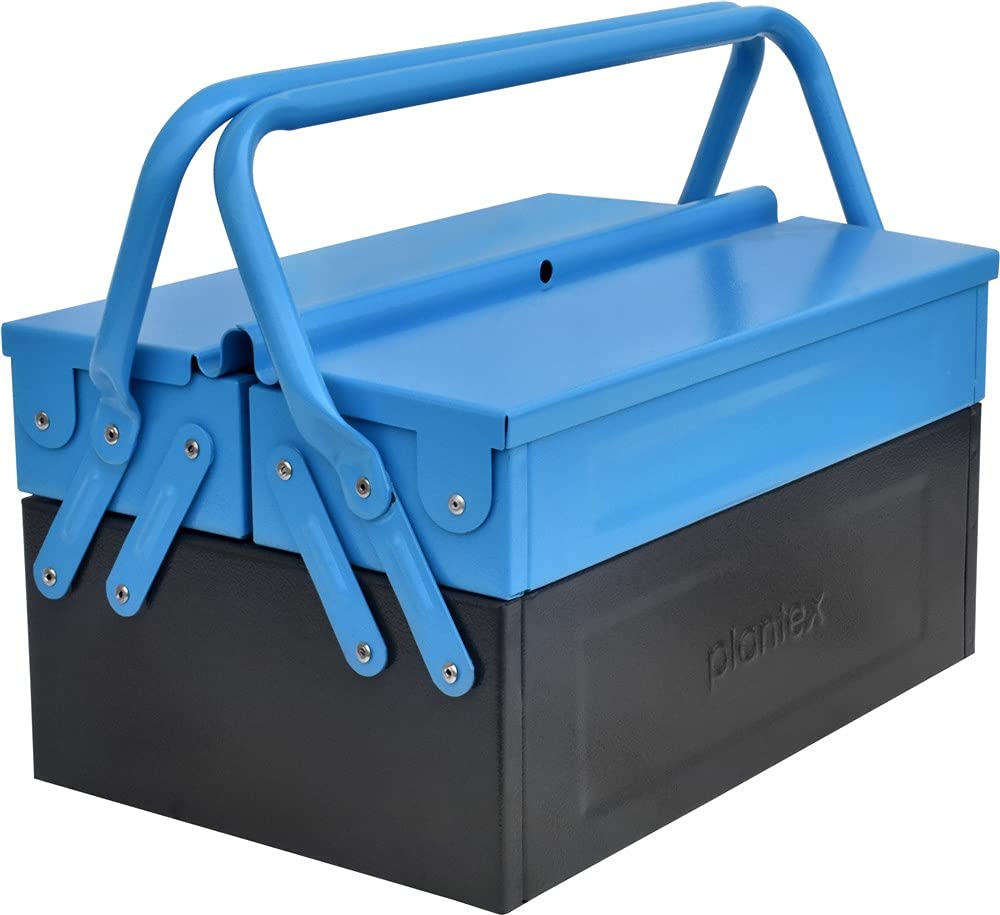 Plantex Metal Tool Box for Home Use/3 Cabinet Empty Tool Kit Box/Tools Box/Tool Organizer for Essential Tools With Large Capacity & Strong Handle - (Blue & Black)