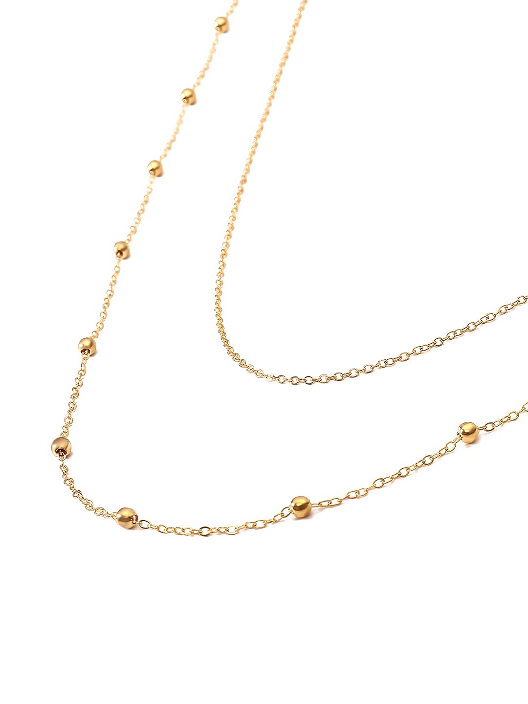 Yellow Chimes Back Necklace For Women Gold Tone Beads Layered Back Chain For Women and Girls