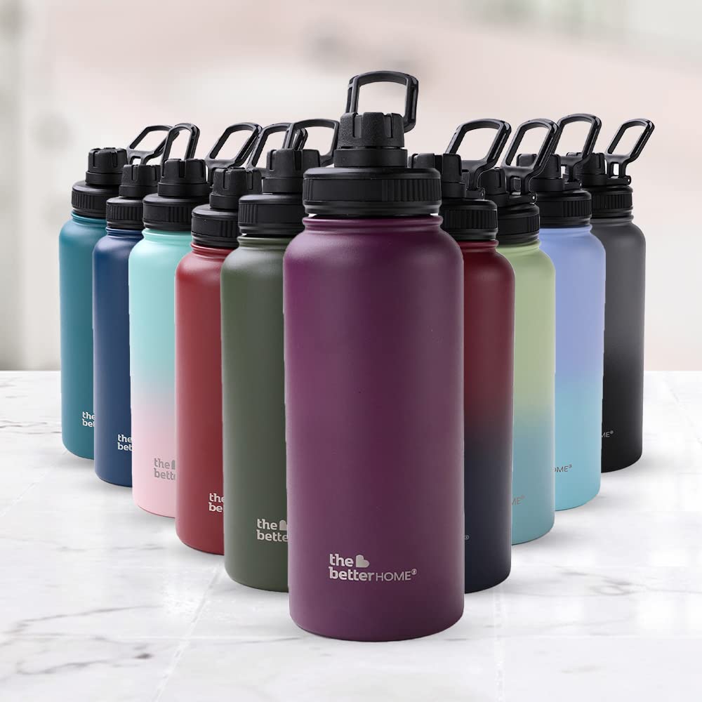 The Better Home Insulated Water Bottle 1 Litre | Double Wall Hot and Cold Water for Home, Gym, Office | Easy to Carry & Store | Insulated Stainless Steel Bottle (Pack of 1, Wine)