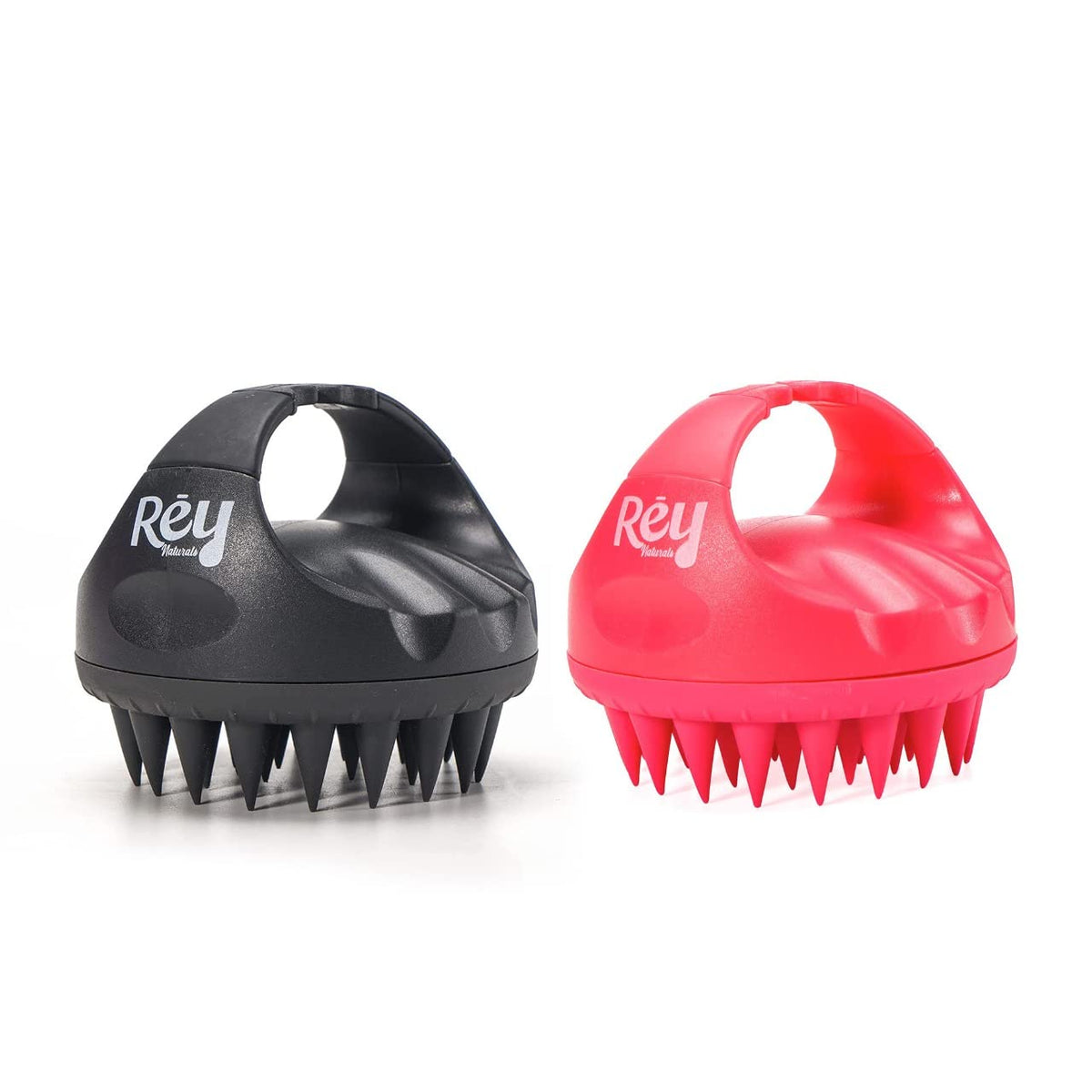 Rey Naturals Hair Scalp Massager Shampoo Brush - Hair Growth, Scalp Care, and Relaxation - Soft Bristles for Gentle Massage - Pink Color (Red & Black)