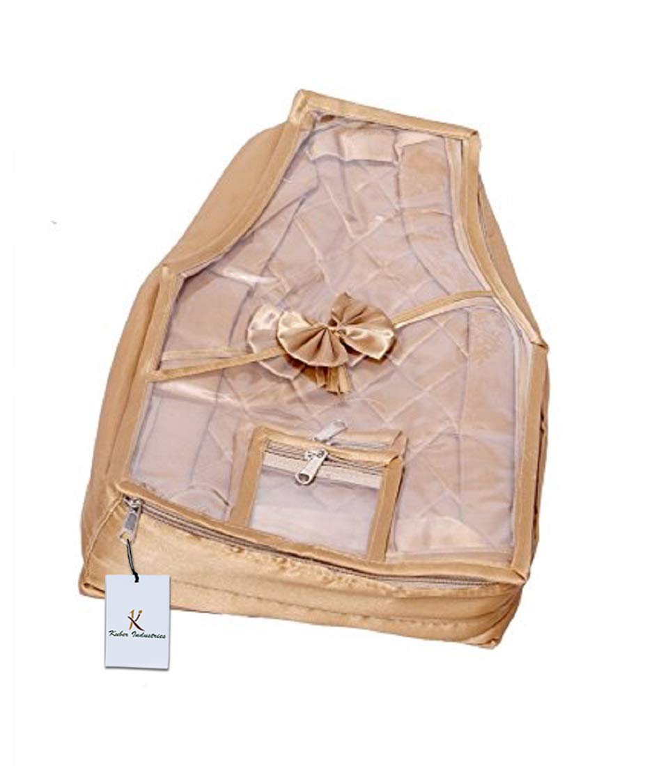 Kuber Industries Quilted Satin Blouse Cover, Golden (KI0045948)