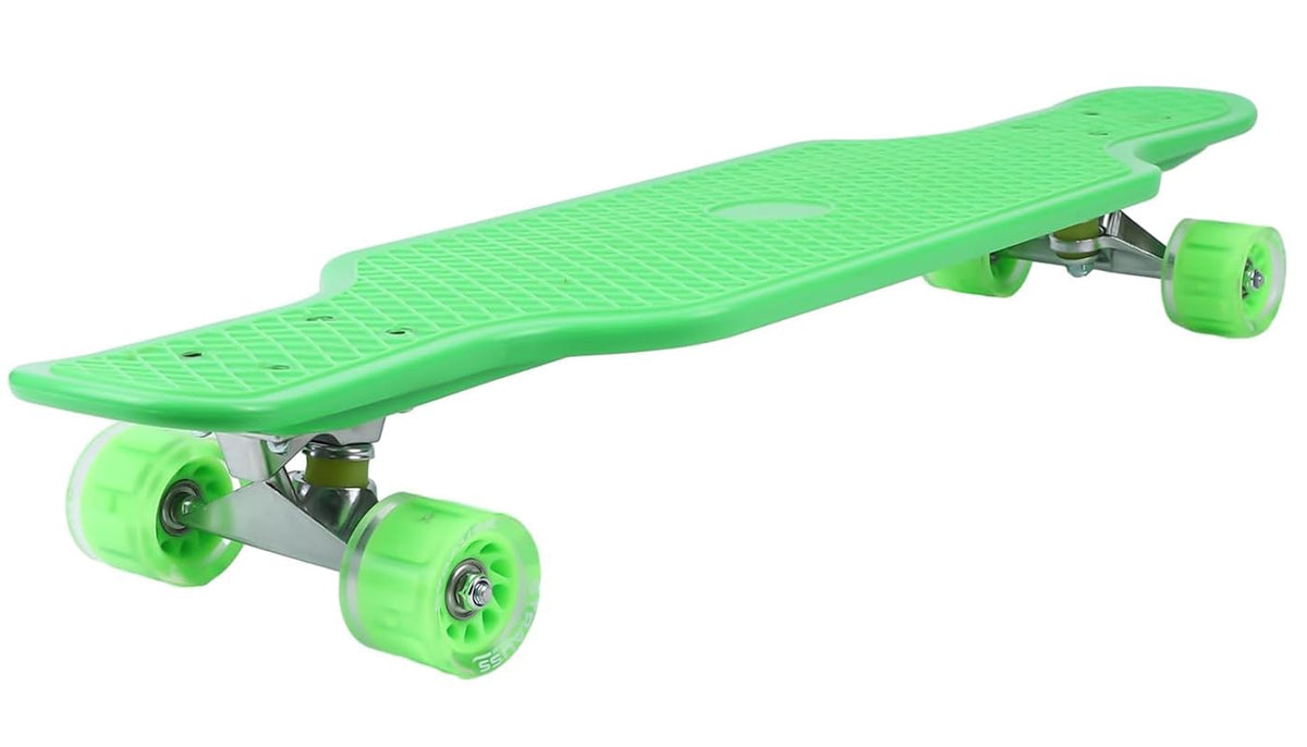 STRAUSS Cruiser Skateboard| Penny Skateboard | Casterboard | Hoverboard | Anti-Skid Board with High Precision Bearings | Wheels with Light |Ideal for All above 8 Years (31 X 8 Inch), (Green)