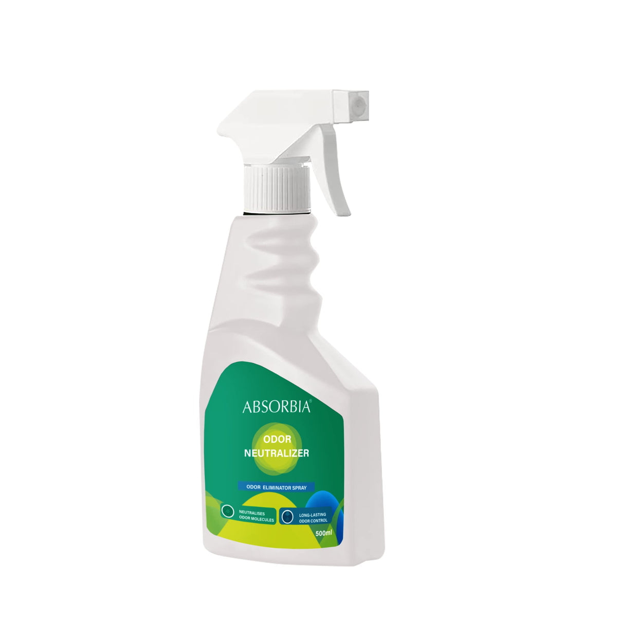 Absorbia Odour Neutralizer & Air Freshener Fabric + spaces Refresher, Eliminate Odours & Disinfect and Deodorize Fabric, bathrooms, cars and living spaces (500 ML)
