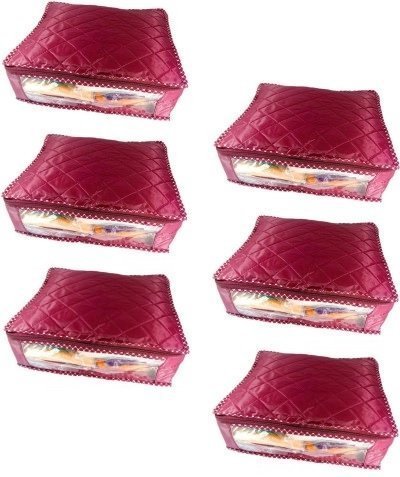 Kuber Industries Saree Cover, Wardrobe Organiser, Regular Cloth Bag Set of 6 Pcs,Maroon,SKI3652