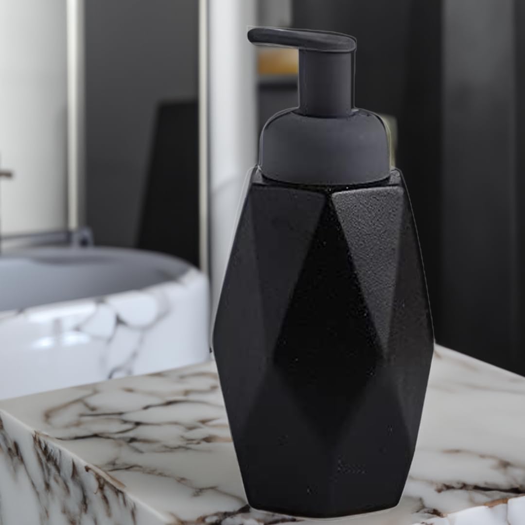 The Better Home 400ml Dispenser Bottle - Black | Ceramic Liquid Dispenser for Kitchen, Wash-Basin, and Bathroom | Ideal for Shampoo, Hand Wash, Sanitizer, Lotion, and More