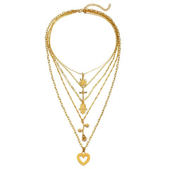 Yellow Chimes Combo Fashion Multilayered Silver Gold Plated Chain Choker Necklace for Women and Girls (Design 13)
